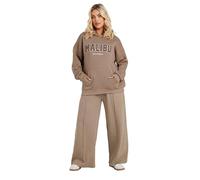 Yours Curve 'Malibu' Embroidered Slogan Hoodie - Women's - Plus Size Curve