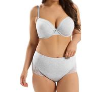 Yours Curve Marl Lace Back Full Briefs - Women's - Plus Size Curve Grey