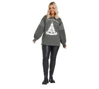 Yours Curve 'Merry Christmas' Diamante Embellished Sweatshirt - Women's - Plus Size Curve Grey