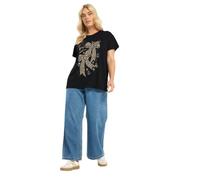 Yours Curve 'Merry Christmas' Leopard Bow Glitter Novelty T-Shirt - Women's - Plus Size Curve