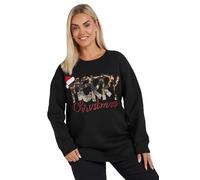 Yours Curve 'Merry Christmas' Sequin Embellished Sweatshirt - Women's - Plus Size Curve Black