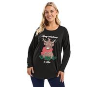 Yours Curve 'Merry Christmas to Moo' Embellished Novelty T-Shirt - Women's - Plus Size Curve Black