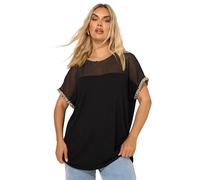 Yours Curve Mesh Leopard Detail Top - Women's - Plus Size Curve