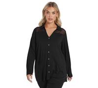 Yours Curve Mesh Panel Shirt - Women's - Plus Size Curve Black