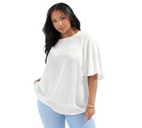 Yours Curve Metallic Angel Sleeve Blouse - Women's - Plus Size Curve White
