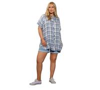 Yours Curve Metallic Check Print Shirt - Women's - Plus Size Curve Blue