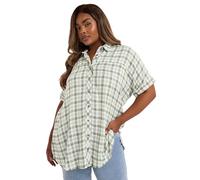 Yours Curve Metallic Check Print Shirt - Women's - Plus Size Curve Green