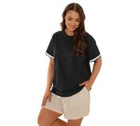 Yours Curve Metallic Crochet Trim T-Shirt - Women's - Plus Size Curve Black