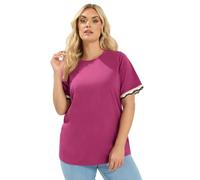 Yours Curve Dark Metallic Crochet Trim T-Shirt - Women's - Plus Size Curve