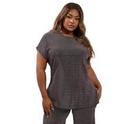 Yours Curve Metallic Grown-On Sleeve T-Shirt - Women's - Plus Size Curve