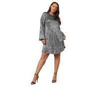 Yours Curve Metallic Plisse Dress - Women's - Plus Size Curve Silver