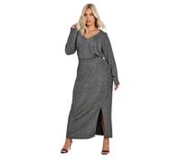 Yours Curve Metallic Side Split Midi Skirt - Women's - Plus Size Curve Silver