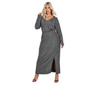 Yours Curve Metallic Side Split Midi Skirt - Women's - Plus Size Curve Silver