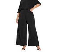 Yours Curve Metallic Stripe Wide Leg Trousers - Women's - Plus Size Curve Black