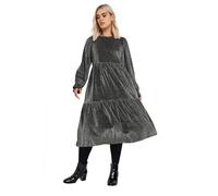Metallic Tiered Midi Dress Yours Silver 18