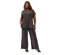 Yours Curve Metallic Wide Leg Trousers - Women's - Plus Size Curve Black