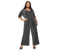 Yours Curve Metallic Wrap Jumpsuit - Women's - Plus Size Curve Black