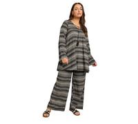 Yours Curve Metallic Zig Zag Tie Neck Tunic Top - Women's - Plus Size Curve Black