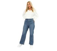 Yours Curve Mid Wash Wide Leg Jeggings - Women's - Plus Size Curve