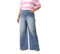 Yours Curve Mid Wide Leg Slouchy Jeans - Women's - Plus Size Curve Blue