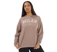 Yours Curve 'Milan' Slogan Sweatshirt - Women's - Plus Size Curve Brown