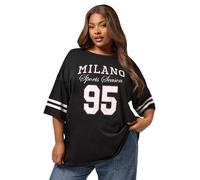 Yours Curve 'Milano 95' Varsity Oversized T-Shirt - Women's - Plus Size Curve Black