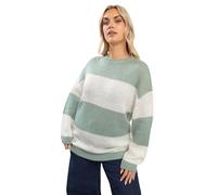 Yours Curve Mint Green & White Striped Knitted Jumper - Women's - Plus Size Curve