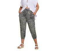 Yours Curve Mixed Animal Print Cropped Harem Joggers - Women's - Plus Size Curve Black