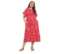 Yours Women's Mixed Shell Midi Dress in Red | Size: 22-24 Yours Red 22-24