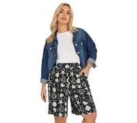 Yours Women's Mixed Shell Textured Shorts in Black | Size: 22-24 Yours Black 22-24
