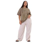 Floral Embroidered Oversized T-Shirt Yours Brown 22-24