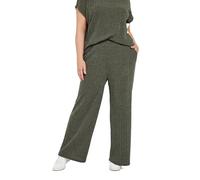 Yours Curve Mocha Knitted Wide Leg Trousers - Women's - Plus Size Curve
