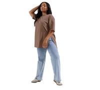 Yours Curve Mocha Oversized Side Split T-Shirt - Women's - Plus Size Curve