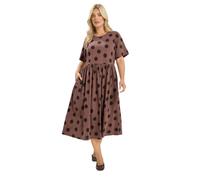 Yours Curve Mocha Polka Dot Dress - Women's - Plus Size Curve Brown