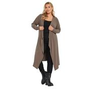 Ribbed Midaxi Waterfall Cardigan Yours Brown 26-28