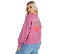 Yours Curve 'Mon Cheri' Cherry Back Print Sweatshirt - Women's - Plus Size Curve Pink
