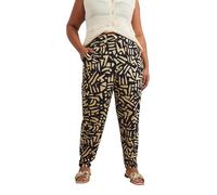 Yours Curve Natural Abstract Print Harem Trousers - Women's - Plus Size Curve Brown
