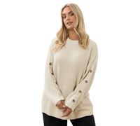 Yours Curve Natural Brown Button Sleeve Jumper - Women's - Plus Size Curve