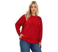 Yours Women's Crew Neck Knitted Jumper in Red | Size: 14/16