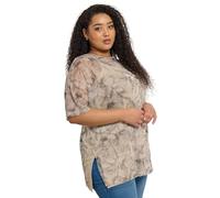 Yours Curve Natural Brown Leaf Oversized Mesh Top - Women's - Plus Size Curve