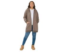 Yours Curve Natural Brown Longline Zip Hoodie - Women's - Plus Size Curve