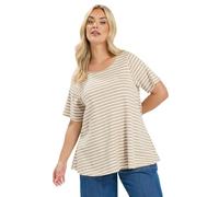 Yours Curve Natural Brown Stripe Top - Women's - Plus Size Curve