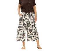 Yours Curve Natural Brown Sun Print Culottes - Women's - Plus Size Curve