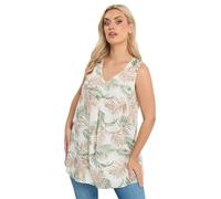 Yours Curve Natural Brown Tropical Linen Vest Top - Women's - Plus Size Curve