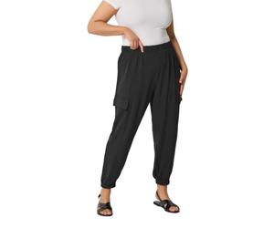 Yours Curve Natural Brown Washed Twill Cargo Joggers - Women's - Plus Size Curve