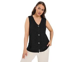 Yours Curve Natural Button Through Knitted Waistcoat - Women's - Plus Size Curve