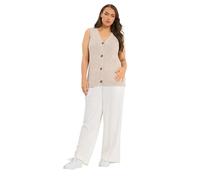 Yours Curve Natural Button Through Knitted Waistcoat - Women's - Plus Size Curve Brown