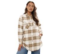 Yours Curve Natural Check Shacket - Women's - Plus Size Curve