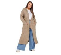 Yours Curve Natural Collared Tie Waist Coatigan - Women's - Plus Size Curve Brown