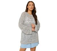 Yours Curve Natural Crochet Knitted Jumper - Women's - Plus Size Curve Brown